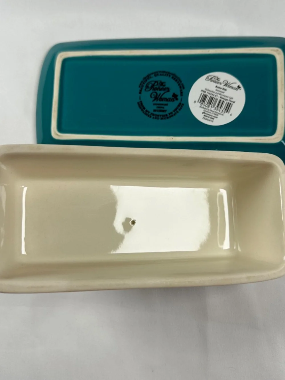 The Pioneer Woman Vintage Floral Butter Dish Stoneware Ceramic Red Teal Yellow
